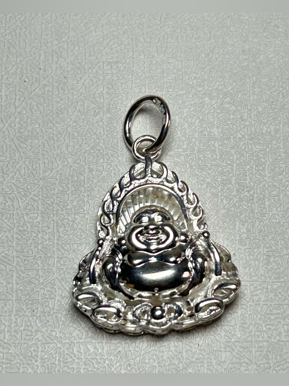 Fine Silver 999 Detailed Laughing Buddha Pendant Charm Sterling